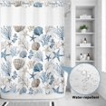 thumbnail image 2 of No Hook Shower Curtain, Coastal Seashells Shower Curtains for Bathroom with See Through Top Window, Nautical Beach Ocean Creatures Leaves Waterproof & Washable Bath Curtain Extra Long 72"x96", 2 of 9