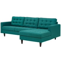 Modern Contemporary Urban Design Living Room Lounge Club Lobby Sectional Sofa, Fabric, Aqua Blue