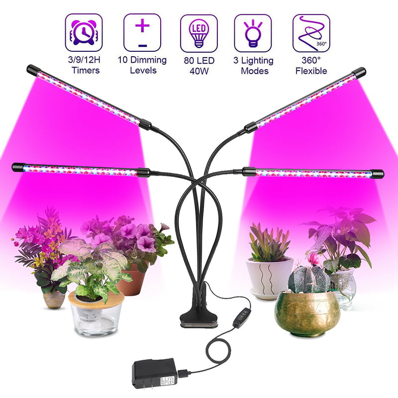 LED Grow Light Plant 4 Head Growing Lamp Lights for Indoor Plants Hydroponics US 