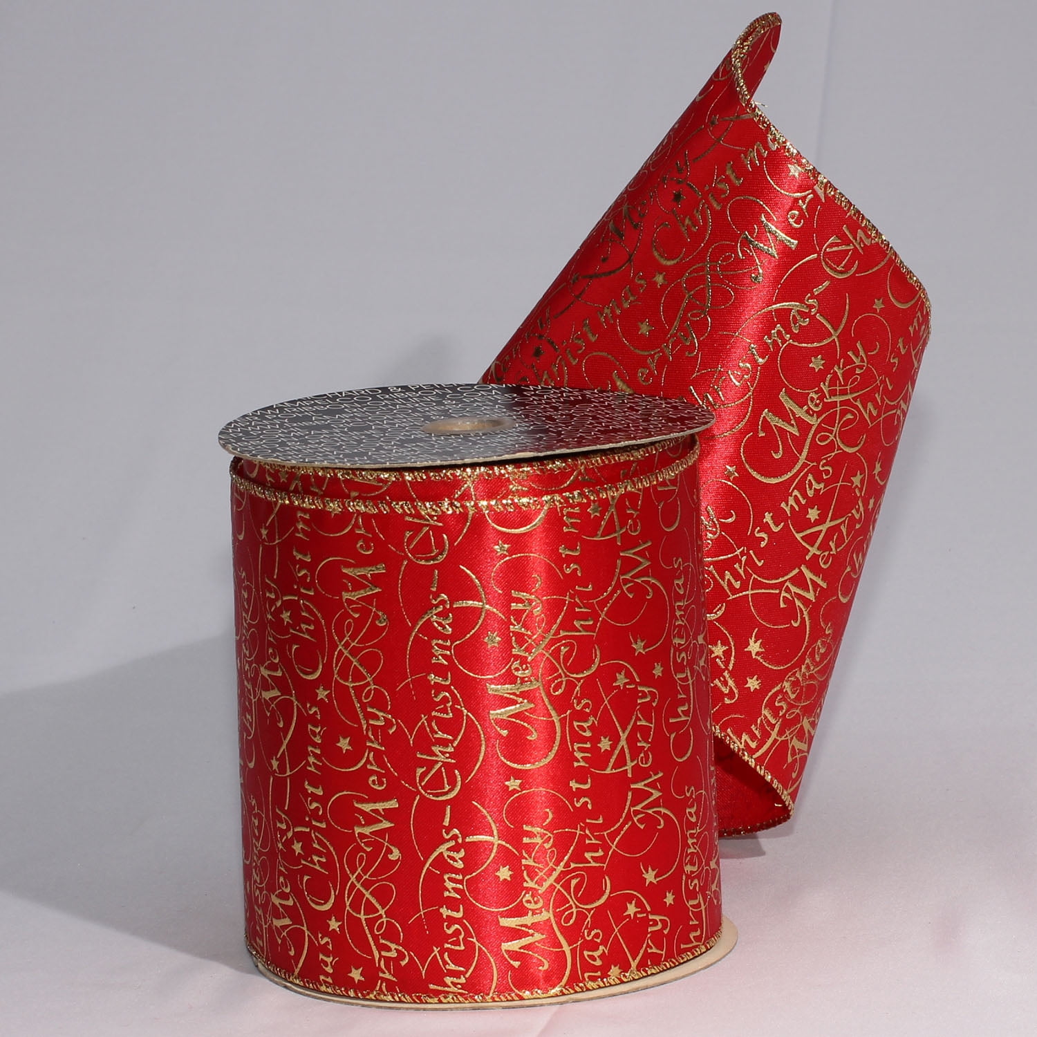 The Ribbon People Red and Gold "Merry Christmas" Wired Craft Ribbon 5" x 20 Yards