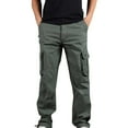 thumbnail image 2 of hoksml Men's Big and Tall Cotton Durable Work Pants Relaxed Fit Cargo Pants with Multiple Pockets XS-6XL, 2 of 6