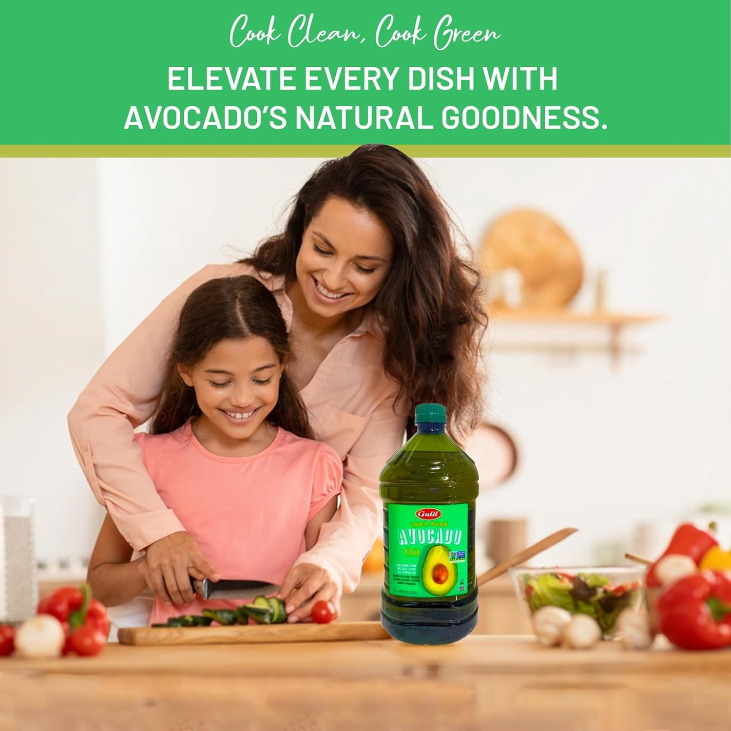 Galil Pure Avocado Oil, High Smoke Point Avocado Cooking Oil, Vegan and Halal Certified, 2 Liters