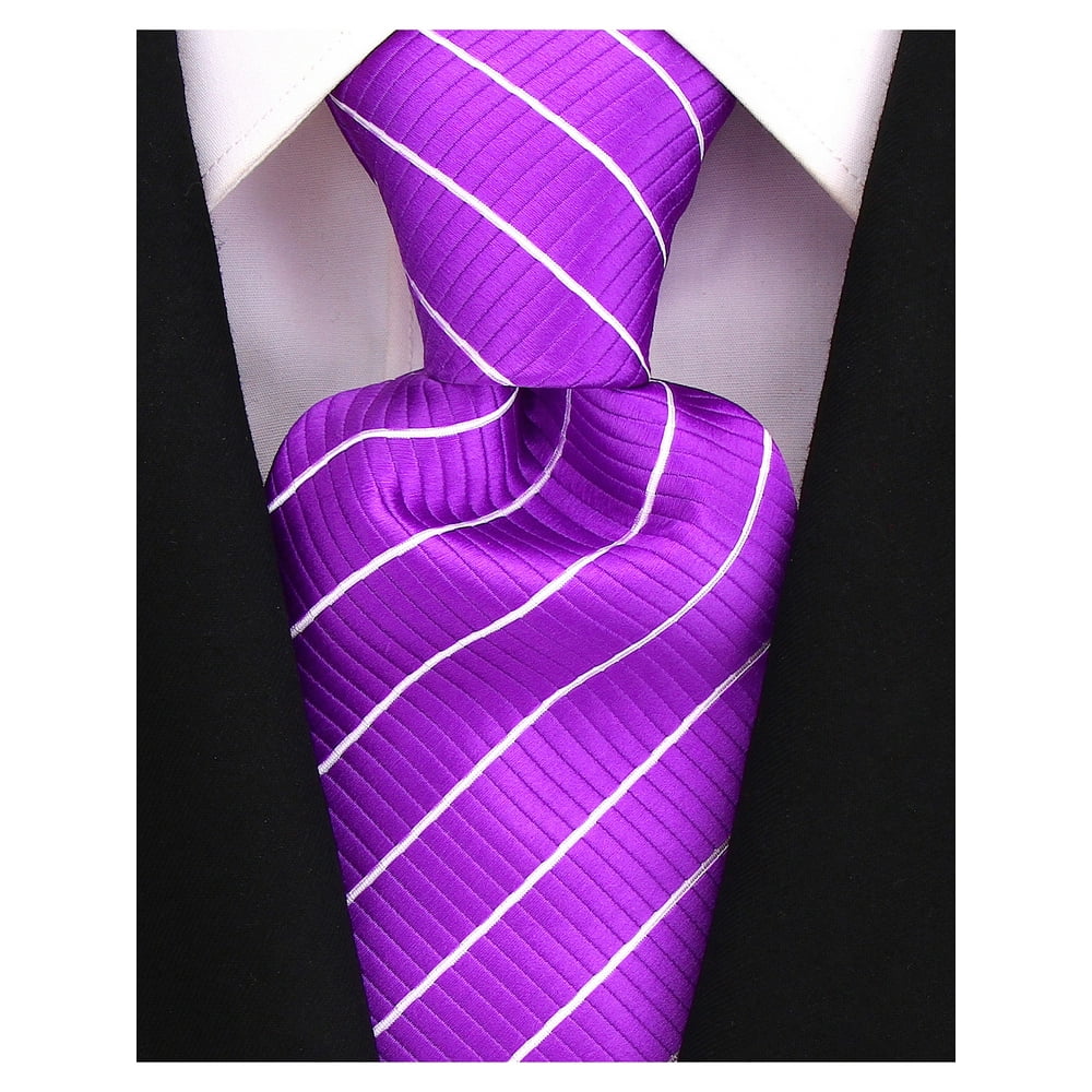 Scott Allan Collection Purple Necktie Jacquard Woven Striped Tie Purple & White Neck Ties