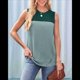 thumbnail image 5 of Camiseta Sin Mangas Informal de Verano con Cuello Redondo y Bloques de Color para Mujer, Color Verde L, 5 of 8