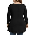 thumbnail image 4 of Dweltoz Plus Size Shirts for Women L-4XL Summer Crew Neck Tunic Tops 3/4 Sleeve Outfits Casual Soild Color Tees Blouses,Black 4XL, 4 of 5
