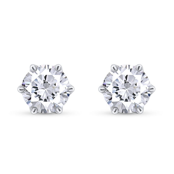 Moissanite Stud Earrings 2ct 14K White Gold Over Sterling Silver Ear Studs for Women