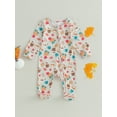 thumbnail image 2 of Douhoow Baby Boy Girl One Piece Halloween Pajamas Zipper Footed Jumpsuits Long Sleeve Pumpkin Print Sleepwear Infant Romper Nightwear, 2 of 8