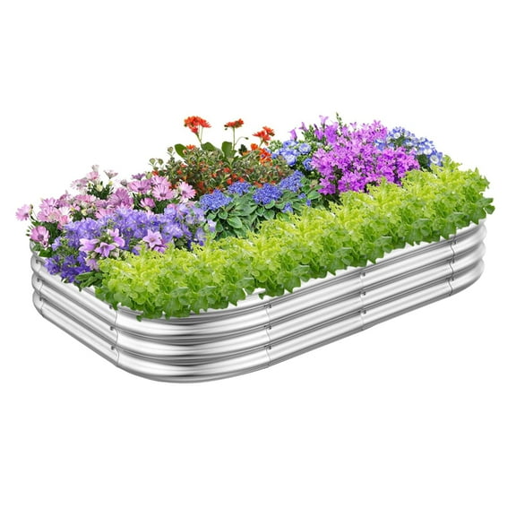 Galvanized Raised Garden Beds 4'x3'x1' Outdoor Raised Garden Boxes, Oval Large Bottomless Metal Elevated Garden Bed Planter Box for Vegetables, Fruits, Flower