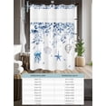 thumbnail image 6 of No Hook Shower Curtain with Snap in Liner,Blue Starfish Shell Jellyfish Waterproof Bath Curtain Double Layers with See Through Top Window,Gradient Eucalyptus Leaves on White Shower Curtains 60x72in, 6 of 9