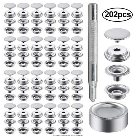 

202PCS Snap Fastener Kit Stainless Steel Boat Canvas Screw Press Stud Cover Button