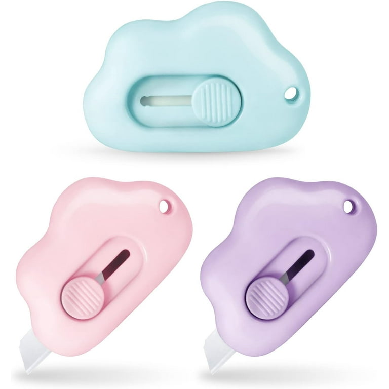 Ceramic Mini Box Cutter Utility Knife,Cloud Retractable Box Opener, Cute  Small Little Box Cutters with Keychain Hole, Package Opener Tool for Car  Office Work Cardboard -3pcs(Pink Purple Blue) 