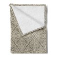 thumbnail image 2 of Vintage Soft Flannel Fleece Throw Blanket, Hand Drawn Style Floral Ornament Byzantine Damask Style Curly Leaves, Cozy Plush for Indoor and Outdoor Use, 70" x 90", Taupe and Beige, by Ambesonne, 2 of 5