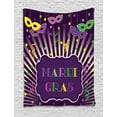 thumbnail image 1 of New Orleans Tapestry, Freehand Drawing of Mardi Gras Themed Cartoon with Colorful Dots and Stripes, Wall Hanging for Bedroom Living Room Dorm Decor, 60W X 80L Inches, Multicolor, by Ambesonne, 1 of 2