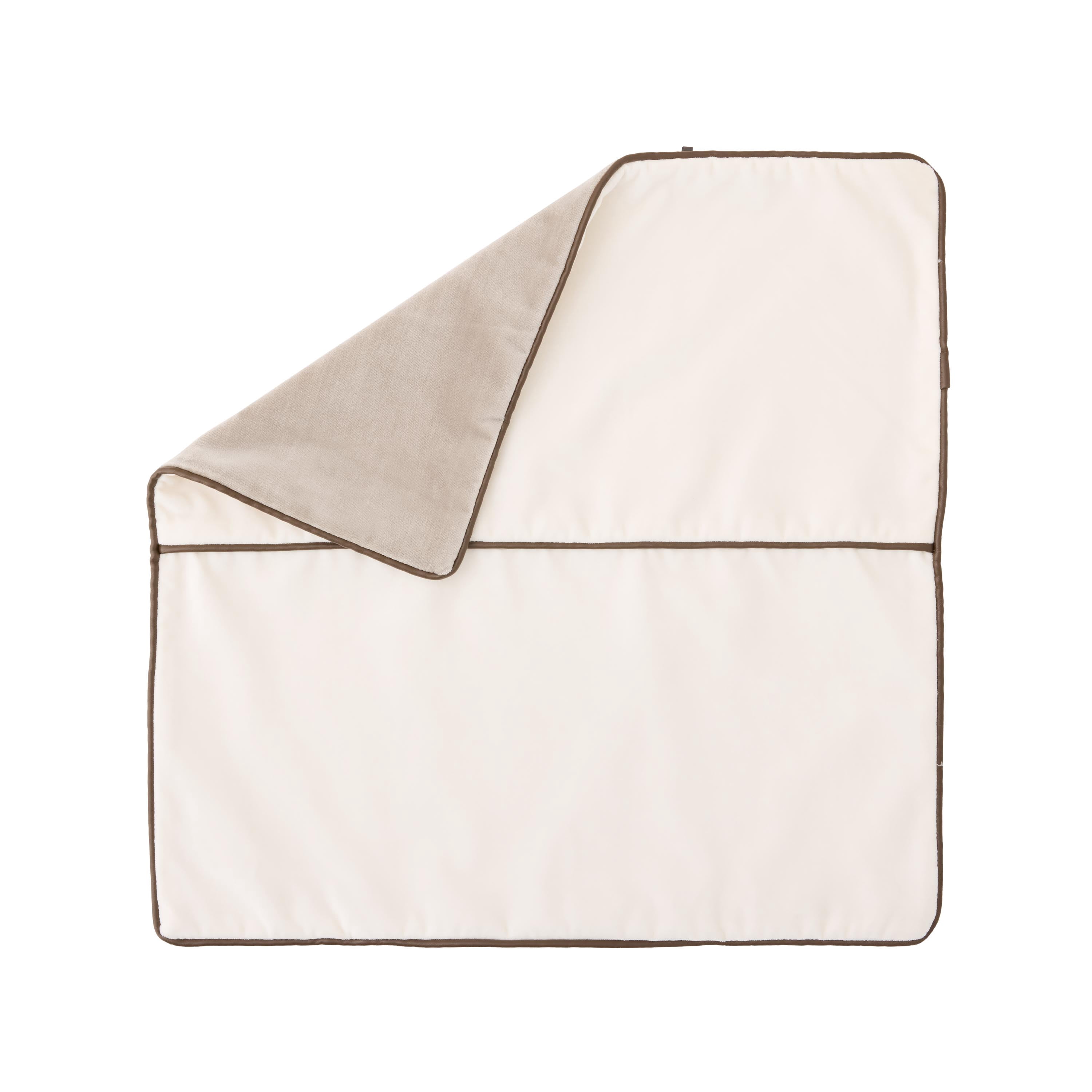 Mainstays 18 x 18 Vanilla Dream Velvet Decorative Pillow Cover with Faux Leather Trim, 100% Polyester