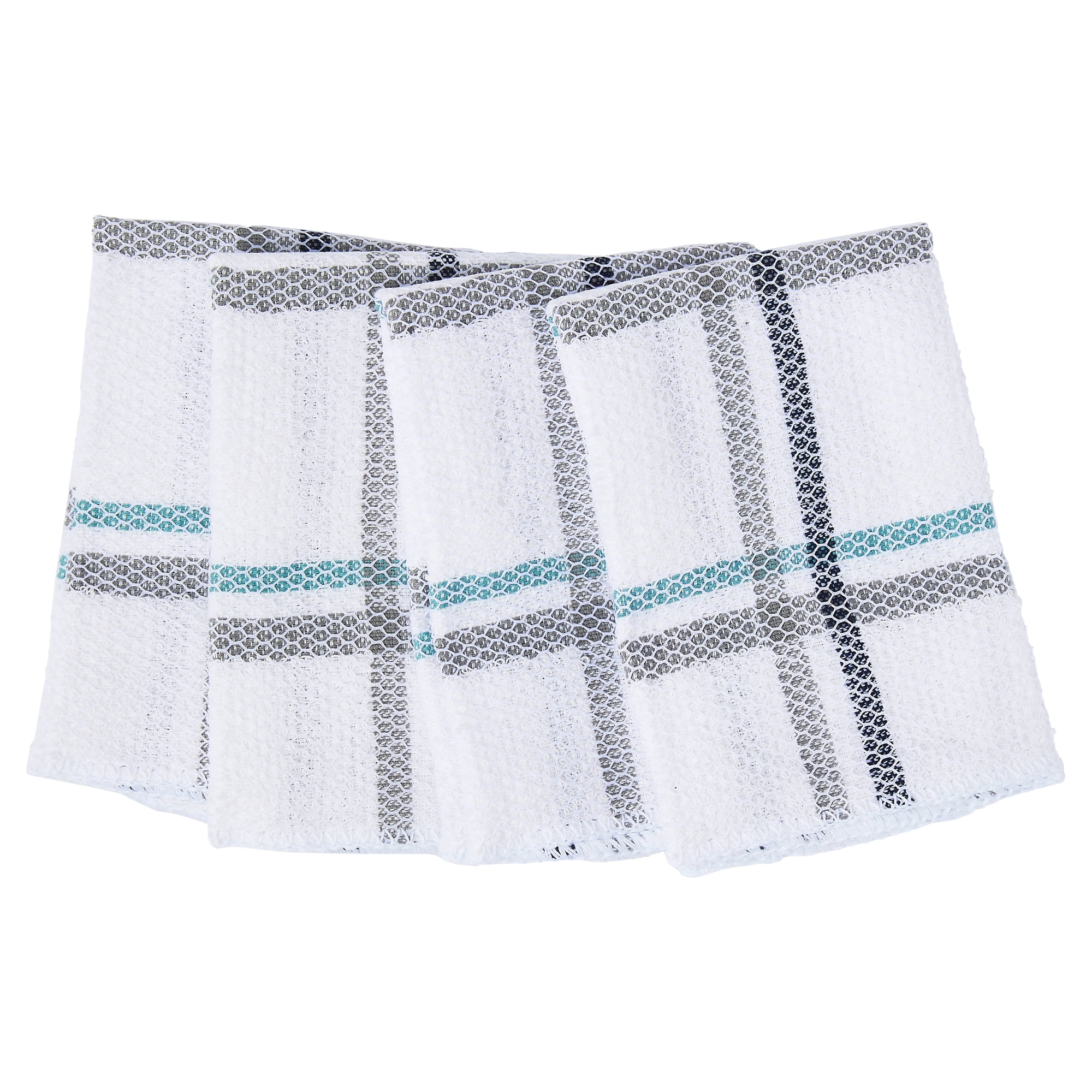 Mainstays 4 Pack Kitchen Scrubber Dishcloth Set, Blue Stripe