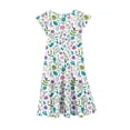 thumbnail image 5 of Tisuna Girls Summer Dress Floral Print Short Sleeve Crew Neck Dresses Fashion Comfortable Little Youth Girls Festival Party Playwear Dress White Size 6-7 Years, 5 of 5
