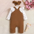 thumbnail image 4 of CAICJ98 Baby Girl Clothes Fall Winter Outfits Fall Winter Cute Romper Cartoon Overalls Pants Headband Set (Brown,9-12 Months), 4 of 7