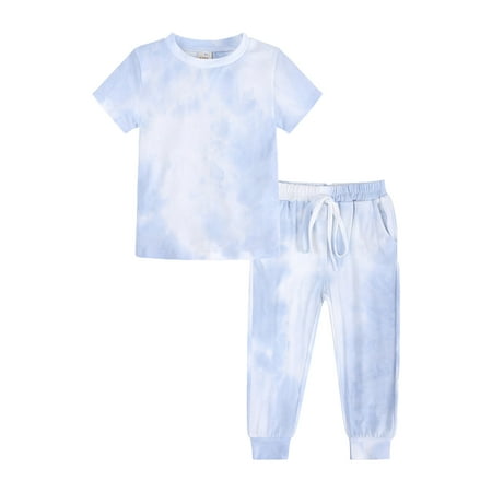 

New Born Girl Blanket Toddler Clothes Kids Toddler Boy Girls Clothes Sports Casual Tie Dye Prints Short Sleeves T Shirt Elastic Waist Pants Set Outfit Baby Girl Welcome