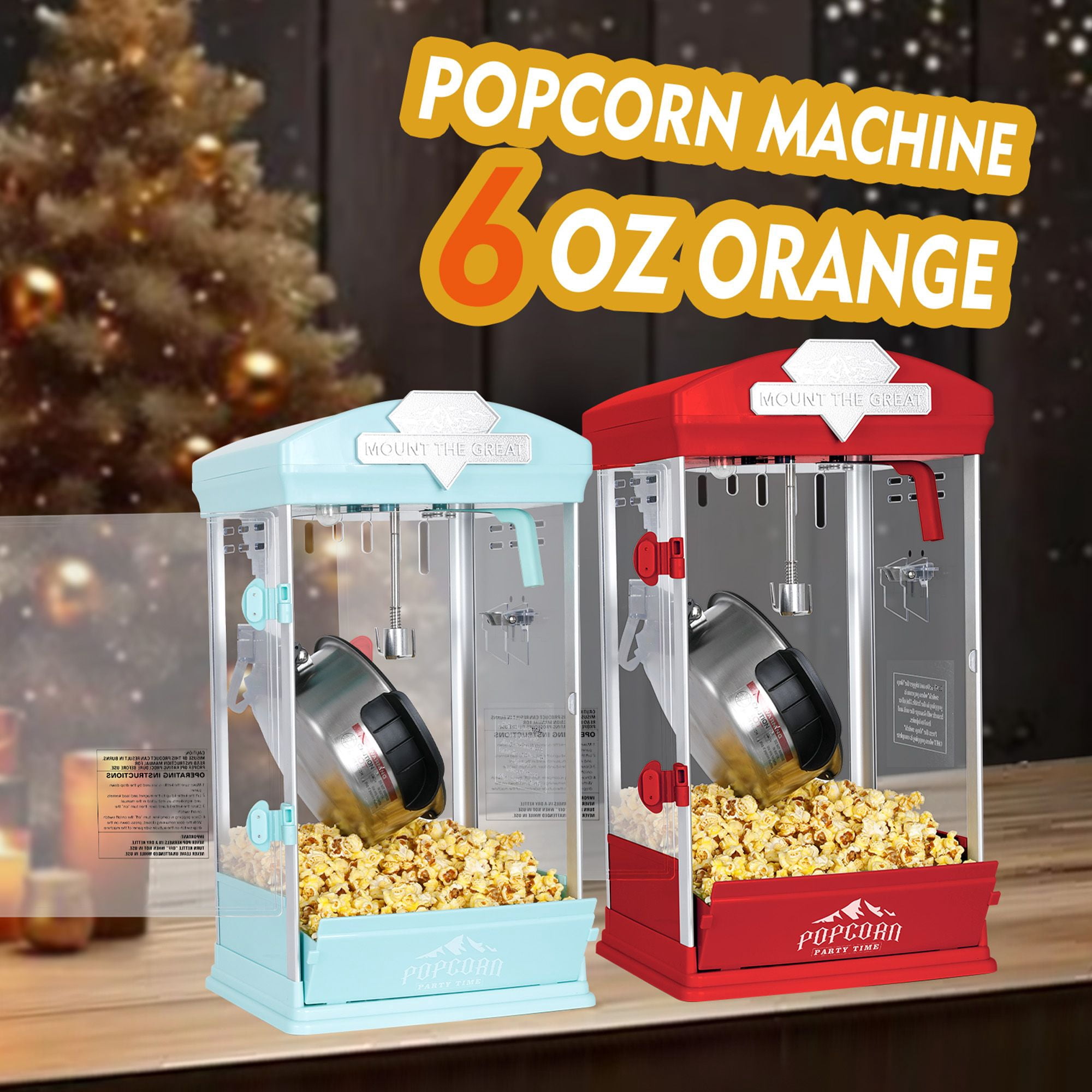 Portable Popcorn Maker Machine, 8 Ounce Kettle Popcorn Maker , Warming Deck, Countertop Popcorn Popper for Parties, Events, and Home Theater, Pink
