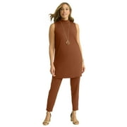 Jessica London Women's Plus Size 2-Piece Stretch Knit Mockneck Mega Tunic Set