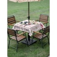 thumbnail image 4 of Outdoor Tablecloth with Umbrella Hole for Patio/Picnic/Party/Camping, Spring Pig Waterproof Table Cloth Square Cover Washable, Butterfly Botanical Floral Pink Plaid (54"x 54"), 4 of 8