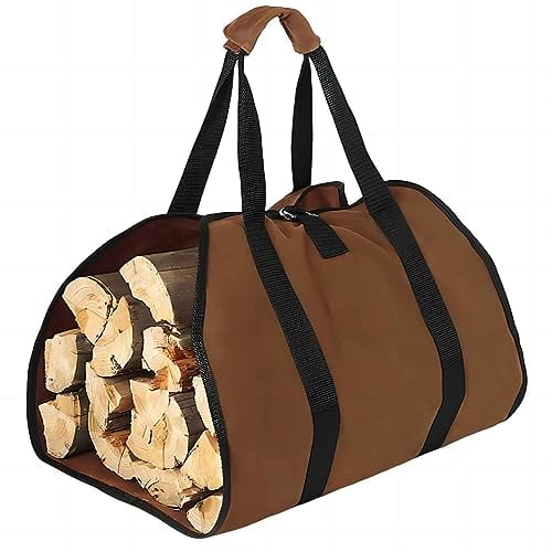 Firewood Carriers with Handles - Heavy Duty Canvas Firewood Bag with Handles - Durable Wood Carrier for Firewood,Suitable for Indoor Fireplace and Outdoor Camping