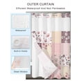 thumbnail image 4 of No Hook Shower Curtain with Snap-in Liner, Boho Spring Floral Waterproof Fabric Bathroom Curtains, Vintage Flowers Patchwork Plaid Pink Bath Curtains & Mesh Top Window Narrow 36"x78", 4 of 9