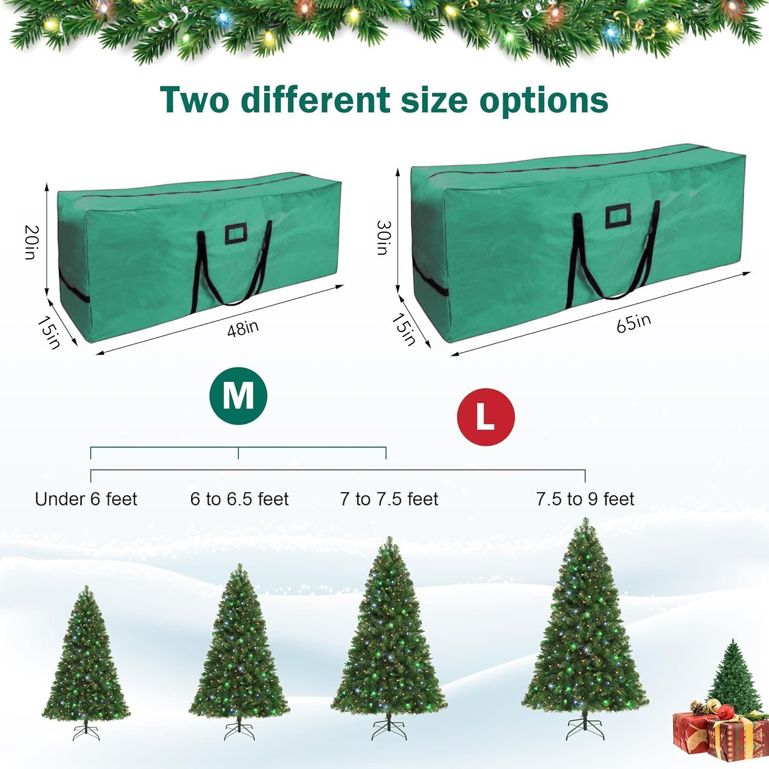 BN-LINK 7.5ft Christmas Tree Storage Bag, Green photo 6