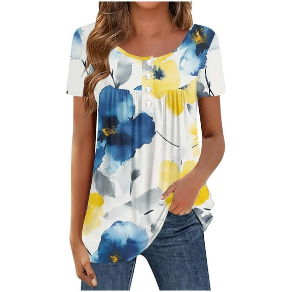 Otaozi Cute Summer Tops For Women 2025 Trendy Womens Tops Dressy Casual Short Sleeve Petite Blouses For Women Size Petite Dressy Women'S Clothing Clearance Sale Under 10 Clearance Sale