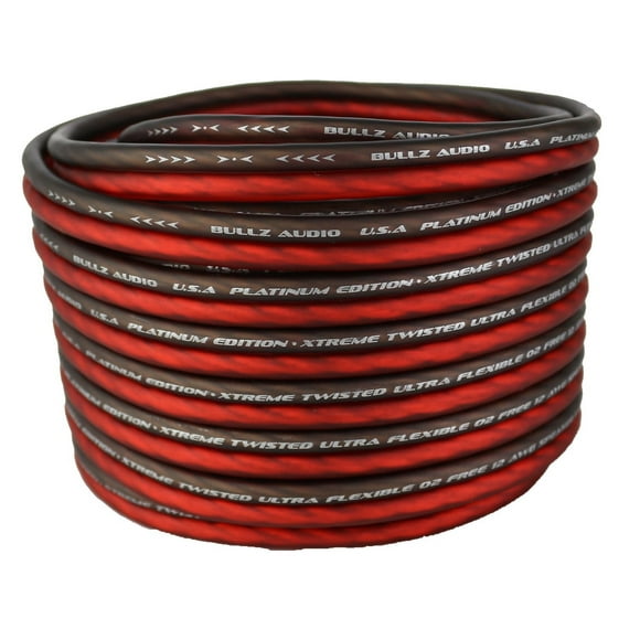 Bullz Audio BPES12.25 25' True 12 Gauge AWG Car Home Audio Speaker Wire Cable Spool (Clear Red/)