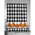 thumbnail image 5 of Fall Shower Curtain Pumpkin Shower Curtains for Bathroom Thanksgiving Decor, Waterproof Polyester Shower Curtain Set with Hooks, Standard Size 72" x 72" Maple Leaves Black White Plaid, 5 of 6