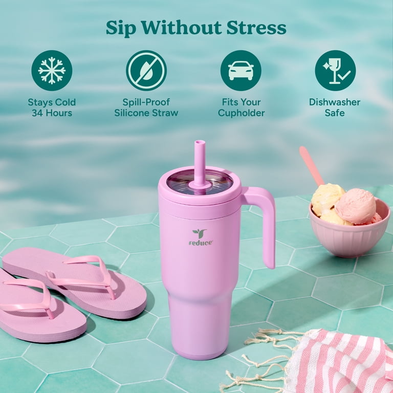 クリストフル　トンボ　リベルル　スモールカップ Reduce Chiller 34oz Spill-Proof Tumbler with Handle, Strawberry