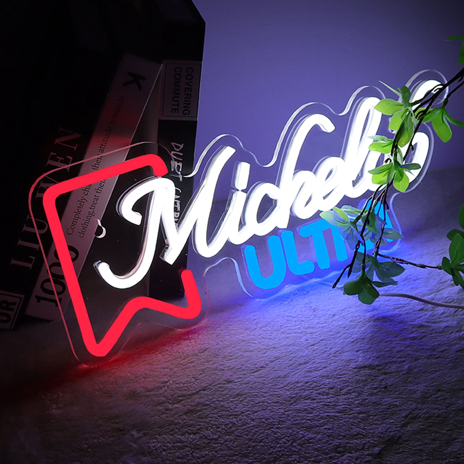 JFLLamp Tricolor LED Neon Sign USB Powered Dimmable Red White Blue Wall Decor Acrylic Backboard