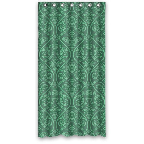 MOHome Deep Green Damask Shower Curtain Waterproof Polyester Fabric