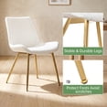 thumbnail image 6 of Modern Faux Leather Dining Chairs Set of 2, Upholstered Dining Side Chairs with Metal Legs, Comfort Backrest Chair For Kitchen Dining Room Cafe(White, Gold Legs), 6 of 11