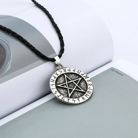 Outtop Pendant Necklace Large Rune Nordic Viking Pentagram Jewelry Wiccan Pagan Norse