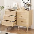 thumbnail image 6 of SOLAURA 6 Drawer Double Rattan Dresser, Wooden Large Storage Cabinet with Metal Handles for Bedroom Living Room Hallway, Natural, 6 of 7