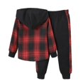 thumbnail image 2 of Toddler Boys Clothes Lattice Button Down Hoodied Tops + Pants Boys Fall Winter Outfits Set, 2 of 9