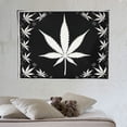 thumbnail image 4 of ONETECH Black and White Weed Tapestry Hippie Cannabis Leaves Psychedelic Leaf Tapestry Wall Hanging Rasta Marijuana Tapestry Wall Art for Living Room Bedroom Dorm Home Indie Party Decor, 4 of 7