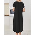 thumbnail image 3 of KISSGAL Nightgowns for Women Button Front Henley Neck House Dress Short Sleeve Soft Pajamas Dress Sleepwear, 3 of 8