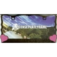 thumbnail image 1 of Chrome With Pink Hearts License Frame w/Caps, 1 of 1