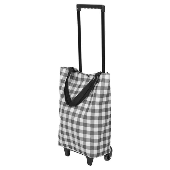 FRCOLOR Dark Grey Grocery Cart with Retractable Handle for Shopping Use Made of Oxford Cloth and Metal