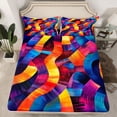 thumbnail image 2 of Castle Fairy Colorful Gradient Stripes Twin Sheet Sets,Abstract Vintage Lines Bedding, 2 of 7