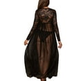 thumbnail image 3 of Qiylii Women Summer Night Dresses, Lace Stitching Sheer V-Neck Long Sleeve Long Dress Lingerie for Girls, Black/White/Blue, 3 of 9