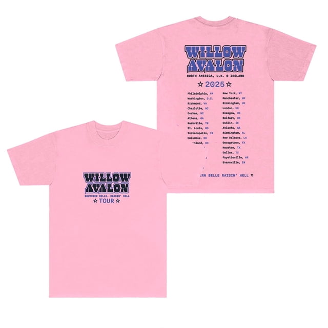 Willow Avalon Southern Belle Raisin Hell Tour 2025 T-Shirts Manches Courtes Tee Unisexe Col Rond