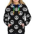 thumbnail image 4 of Hoodies for Women - peace sign boho style black Comfrt Colour Drawstring Women'S Fashion Hoodies & Sweatshirts, Fall Outfits Clothes for Women 2024 Pullover with Kangaroo Pocket, 4 of 7