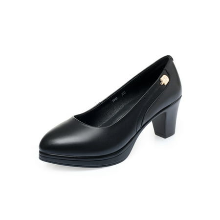 

Avamo Womens Block Heel Pump Shoes Formal Fashion Chunky Heel Dress Shoes Black 6.5
