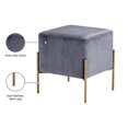 thumbnail image 4 of Meridian Furniture Isla Contemporary Velvet Ottoman/Stool in Gray, 4 of 4