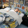 thumbnail image 4 of meiyoeat Art Soccer Graffiti Twin Comforter Sets for Boys, Sketch Ball Bedding Set, Grey Blue, Grey Reversible, 2-Piece, 1 Comforter and 1 Pillowcase, 4 of 6