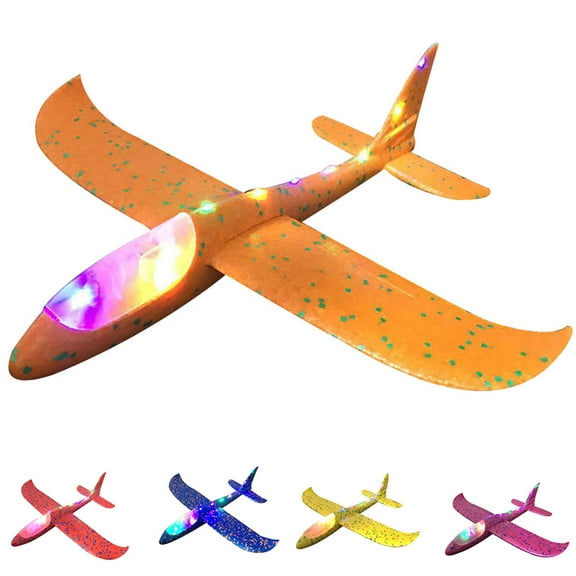 LED Light Airplane,18.90" Large Throwing Foam Plane, Glider Plane,Flying Toy for Kids, Gifts for 3 4 5 6 7 Years Old Boy, Outdoor Sport Toys Birthday Party Favors Foam Airplane